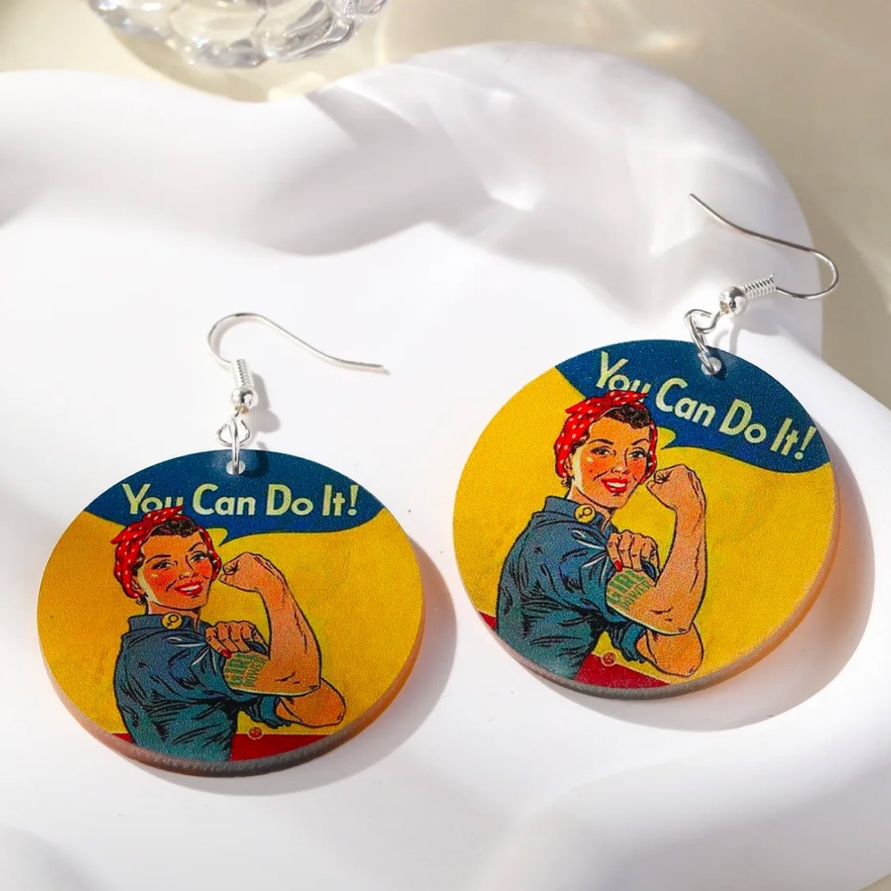 "You Can Do It!" Rosie Drop Earrings - Empowering Statement Jewelry